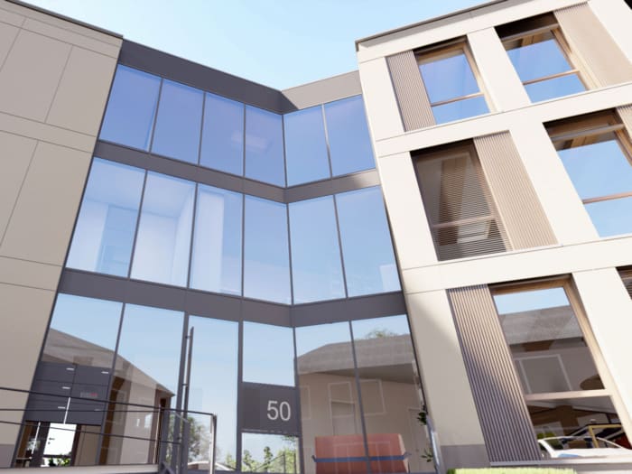 Pfosten-Riegel-Fassade Außenansicht STEPS (Visualisierung)